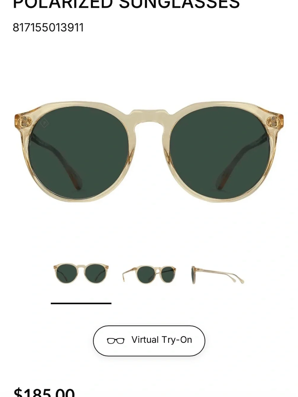 RAEN Remmy Sunglasses in champagne crystal with Dark Green Lenses